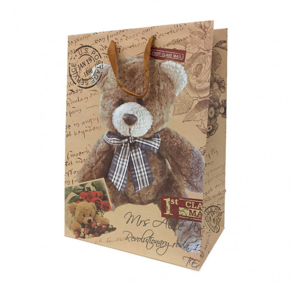 Пакет крафт Мишки размер 31*43*19см