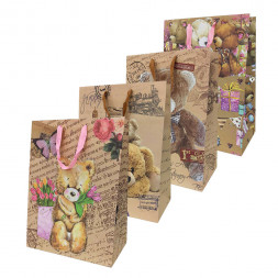 Пакет крафт Мишки размер 31*43*19см
