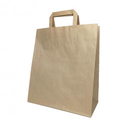 Пакет бумажный крафт с плоской ручкой 70г/м2 размер 28*32*15см уп 10шт