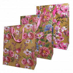 Пакет крафт Цветы размер 26*32*12см
