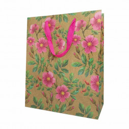 Пакет крафт Цветы размер 26*32*12см