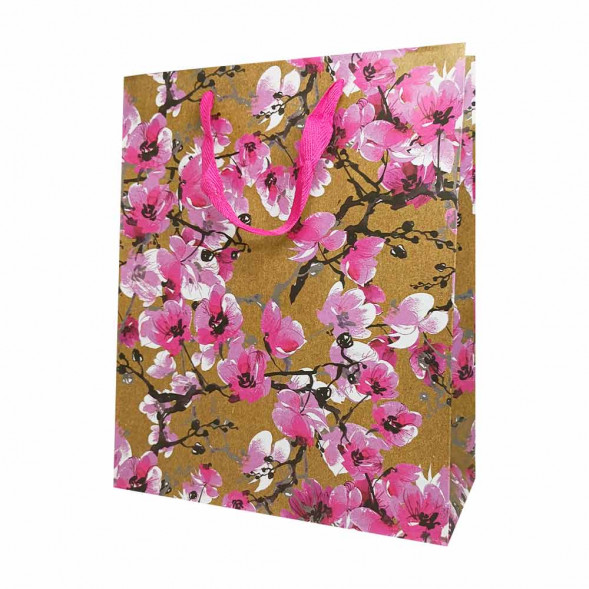 Пакет крафт Цветы размер 26*32*12см