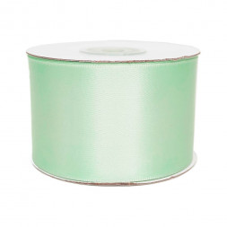Лента атласная бело-зеленая размер 5см*23м