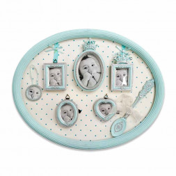 Фоторамка детская на 6 фото голубая размер 36*2*29см