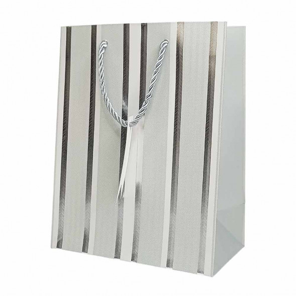 Пакет ЛЮКС Полоска с металлическим тиснением размер 18*23*10см