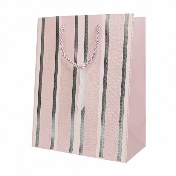 Пакет ЛЮКС Полоска с металлическим тиснением размер 18*23*10см