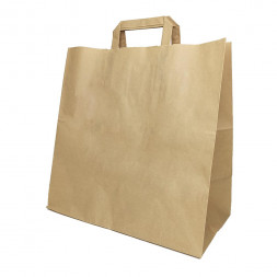 Пакет бумажный крафт с плоской ручкой 70г/м2 размер 32*32*18см уп 10шт
