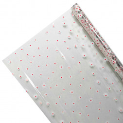 Пленка в рулоне с рисунком Маргаритки бело-красные размер 70см