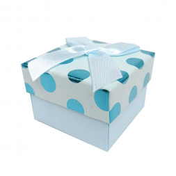 Коробка квадрат Горошек с бантом размер 5*5*3,5см