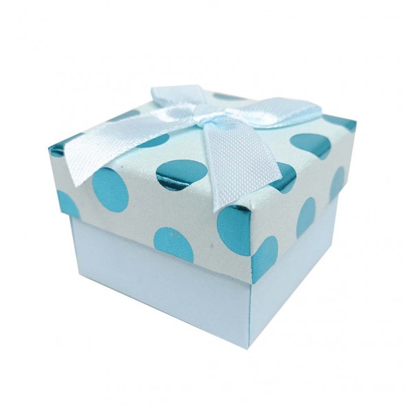 Коробка квадрат Горошек с бантом размер 5*5*3,5см