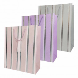 Пакет ЛЮКС Полоска с металлическим тиснением размер 26*32*12см