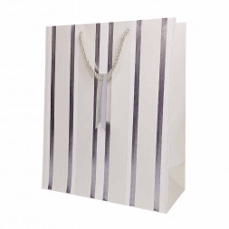 Пакет ЛЮКС Полоска с металлическим тиснением размер 26*32*12см