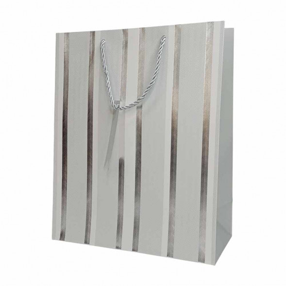 Пакет ЛЮКС Полоска с металлическим тиснением размер 26*32*12см