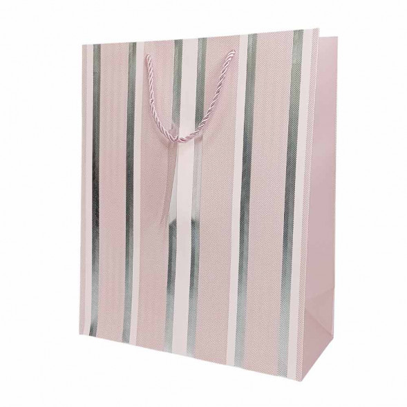 Пакет ЛЮКС Полоска с металлическим тиснением размер 26*32*12см