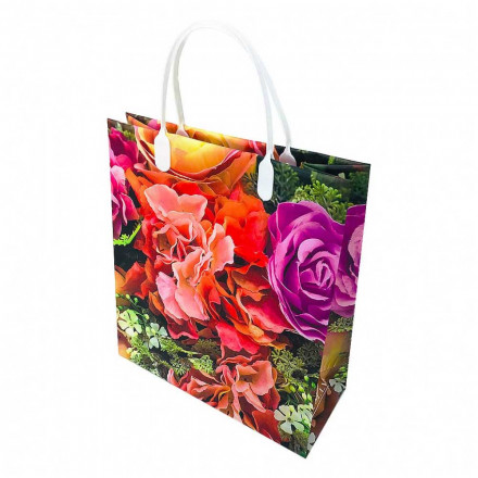 Пакет сумка размер 23*26см Яркие цветы