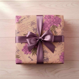 Бумага крафт в рулоне Пионы розовые размер 70см*10м