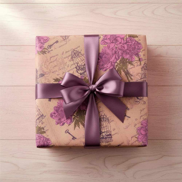 Бумага крафт в рулоне Пионы розовые размер 70см*10м