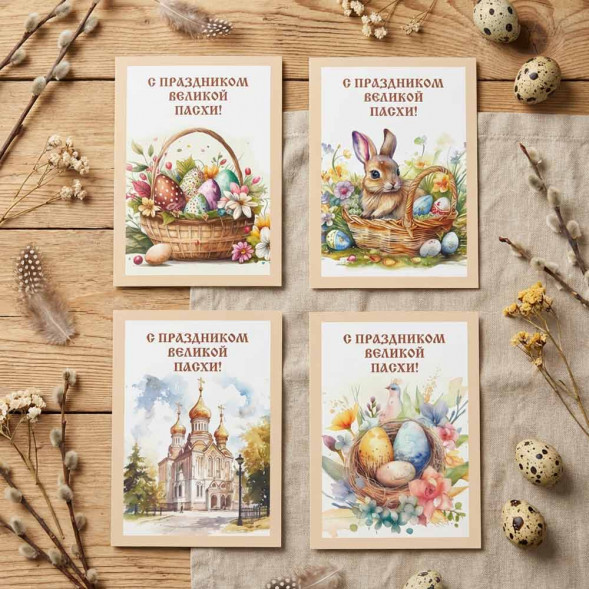 Мини-открытка Пасха ассорти 7*10см арт 06