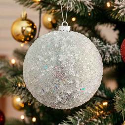 Шар-декор новогодний белый размер d-15см 