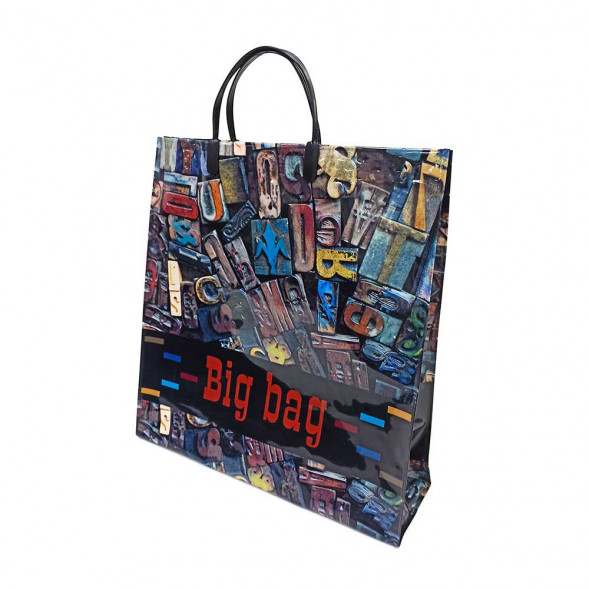 Сумка с пластмассовыми ручками многослойная Big bag 34*36см