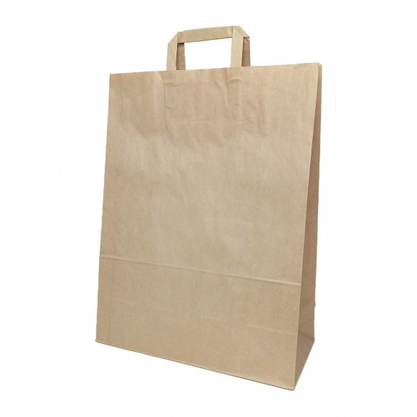 Пакет бумажный крафт с плоской ручкой 70г/м2 размер 35*45*15см уп 10шт