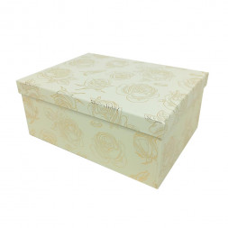 Коробка прямоугольная Золотые розы молочная в 4-х размерах