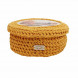 Шкатулка вязаная круглая горчичная D21см L10см