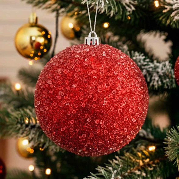 Шар-декор новогодний красный размер d-15см