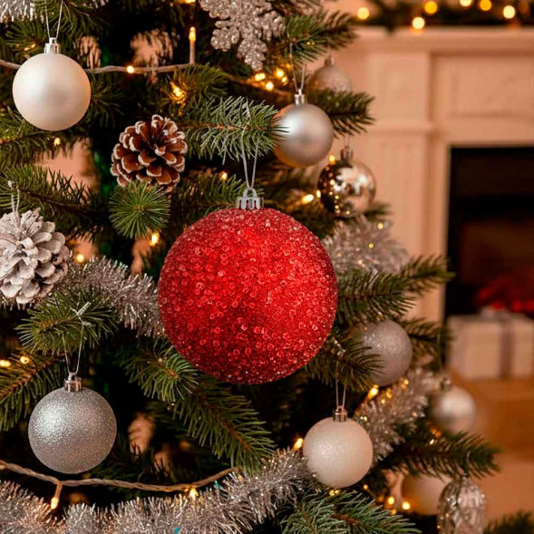 Шар-декор новогодний красный размер d-15см