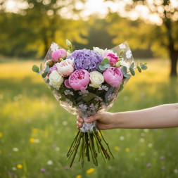 Пленка в рулоне с рисунком Клевер серый сиреневый размер 70см