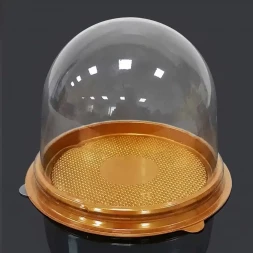 Коробка для пирожных с купольной крышкой прозрачная коричневая d-9см h-10см уп 10шт