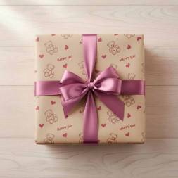 Бумага крафт в рулоне Мишки пурпурные размер 70см*10м