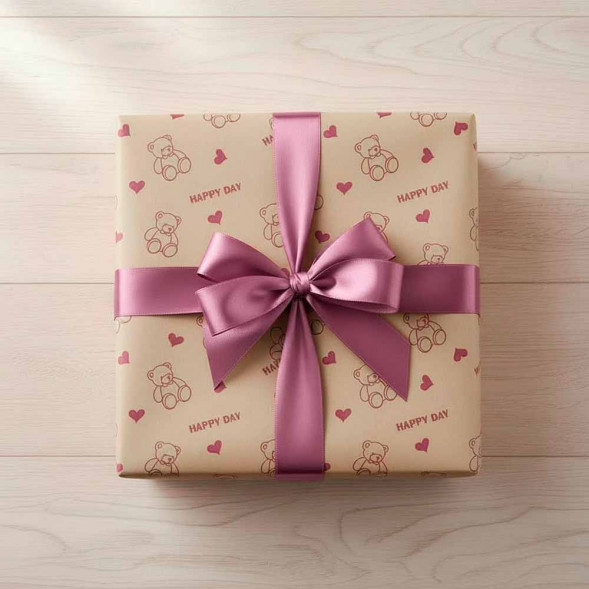 Бумага крафт в рулоне Мишки пурпурные размер 70см*10м