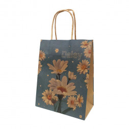 Пакет крафт Цветы с крученой ручкой размер 12*17*7см