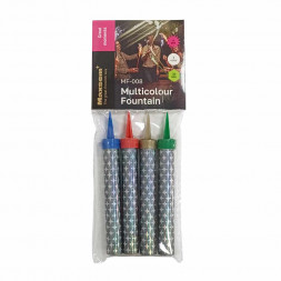 Свеча фонтан серебро 4 цвета 10см горение 30сек уп 4шт