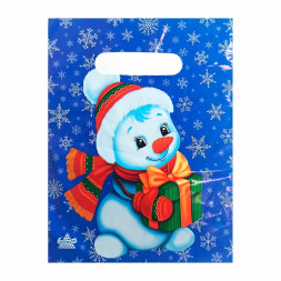 Пакет вырубной ПВД Снеговичок с подарком 20*30см 35 мкм 100шт