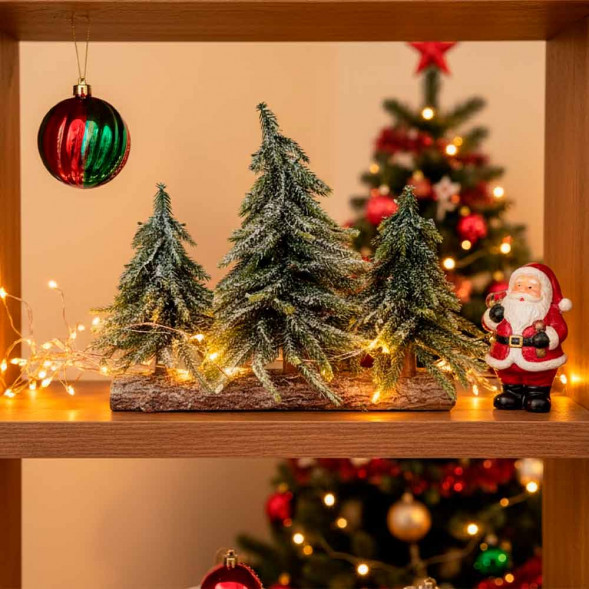 Елочки заледеневшие на пеньке Н-27см