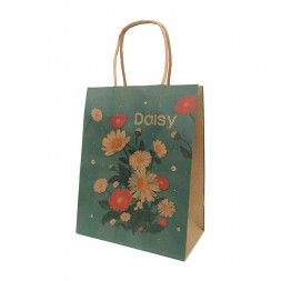Пакет крафт Цветы с крученой ручкой размер 18*23*10см