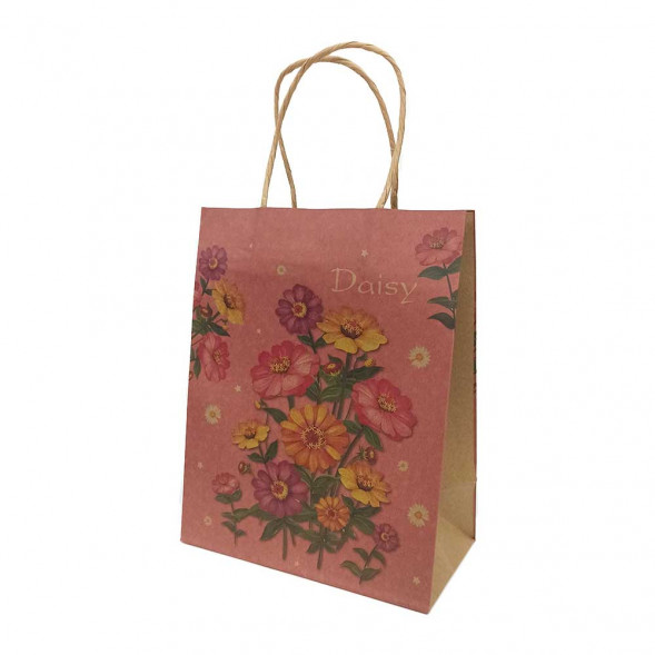 Пакет крафт Цветы с крученой ручкой размер 18*23*10см