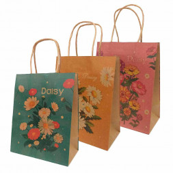 Пакет крафт Цветы с крученой ручкой размер 18*23*10см