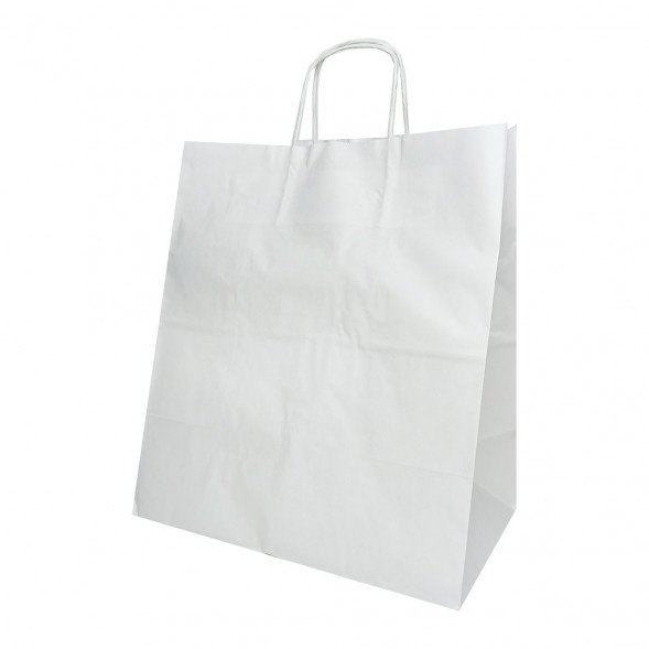 Пакет бумажный белый с крученой ручкой 80г/м2 размер 32*37*20см уп 10шт