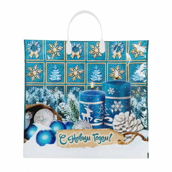 Пакет с пластмассовыми ручками Две свечи размер 36*40см 10шт