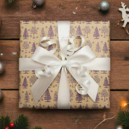 Бумага крафт в рулоне Зимний лес фиолетовая размер 70см*10м