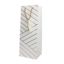 Пакет под бутылку ЛЮКС Золотая диагональ размер 14*37*12см