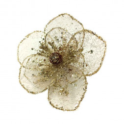 Цветок-декор на прищепке новогодний размер d-14см 