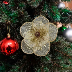 Цветок-декор на прищепке новогодний размер d-14см 