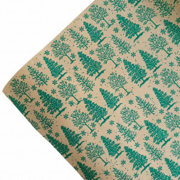 Бумага крафт в рулоне Зимний лес зеленая размер 70см*10м