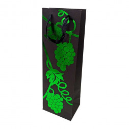 Пакет под бутылку ЛЮКС Черный с метал рисунком размер 12*36*9см 