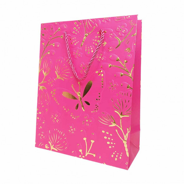 Пакет ЛЮКС Бабочки с золотым тиснением размер 18*23*10см