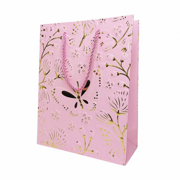 Пакет ЛЮКС Бабочки с золотым тиснением размер 18*23*10см